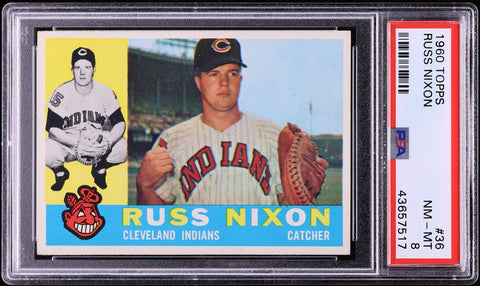 1960 Topps BB Card # 36 Russ Nixon Cleveland Indians PSA 8 NM-MT (MGD2)