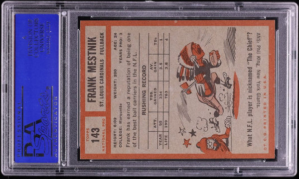 1962 Topps FB Card #143 Frank Mestnik St. Louis Cardinals PSA 7 NRMT (MGD2)