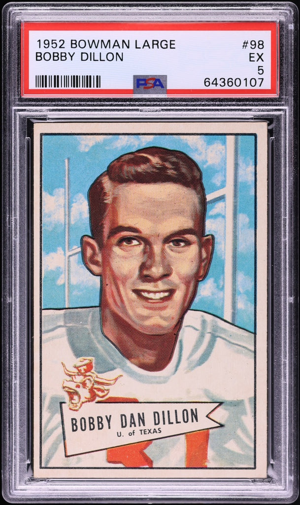 1952 Bowman Large FB Card # 98 Bobby Dillon Green Bay Packers HOF RC PSA 5 EX (MGD2)