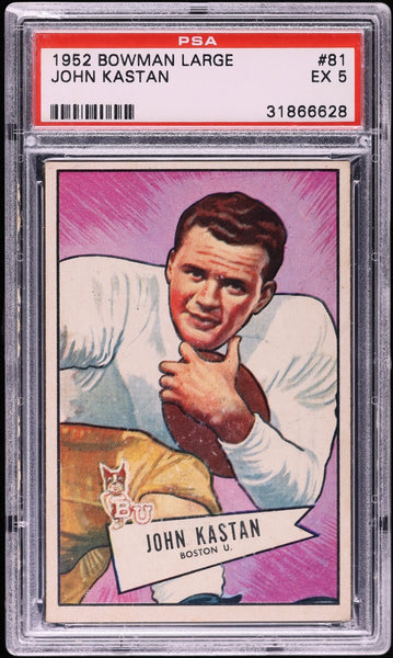 1952 Bowman Large FB Card # 81 John Kastan New York Giants SP ROOKIE RC PSA 5 EX (MGD2)