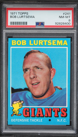 1971 Topps FB Card #241 Bob Lurtsema New York Giants PSA 8 NM-MT (MGD2)