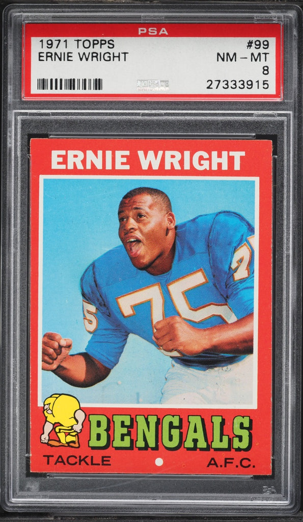 1971 Topps FB Card # 99 Ernie Wright Cincinnati Bengals PSA 8 NM-MT (MGD2)