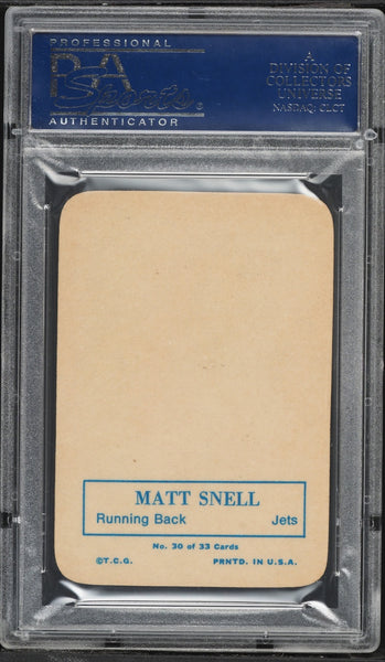 1970 Topps FB SUPER GLOSSY Card # 30 Matt Snell New York Jets HOF PSA 8 NM-MT (MGD2)