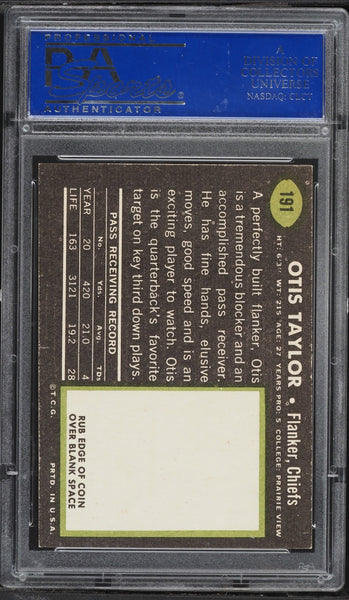 1969 Topps FB Card #191 Otis Taylor Kansas City Chiefs HOF PSA 8 NM-MT (MGD2)