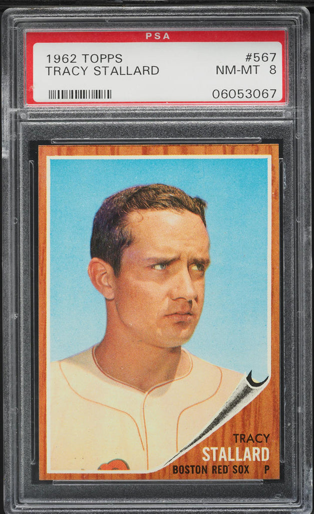 1962 Topps BB Card #567 Tracy Stallard Boston Red Sox SP PSA 8 NM-MT (MGD2)