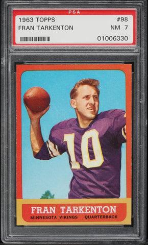 1963 Topps FB Card # 98 Fran Tarkenton Minnesota Vikings HOF PSA 7 NRMT (MGD2)