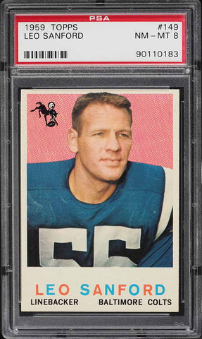 1959 Topps FB Card #149 Leo Sanford Baltimore Colts PSA 8 NM-MT (MGD2)