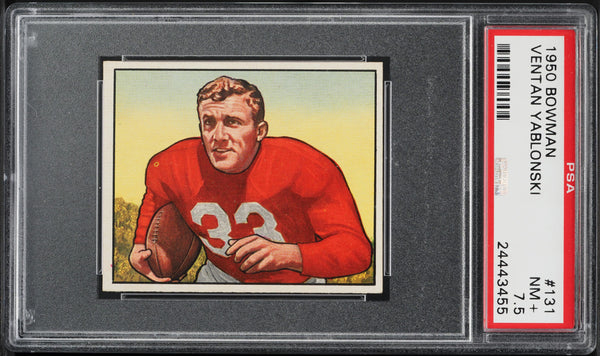 1950 Bowman FB Card #131 Ventan Yablonski Cardinals ROOKIE RC PSA 7.5 NRMT+ (MGD2)