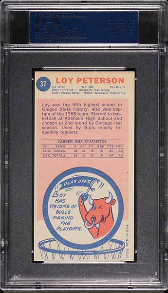 1969 Topps BkB Card # 37 Loy Petersen Chicago Bulls PSA 7 NRMT (MGD2)