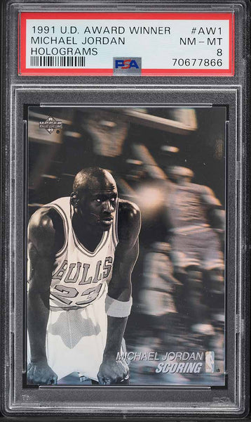 1991 Upper Deck BkB Award Winner Holograms Card #AW1 Michael Jordan PSA 8 NM-MT (MGD2)