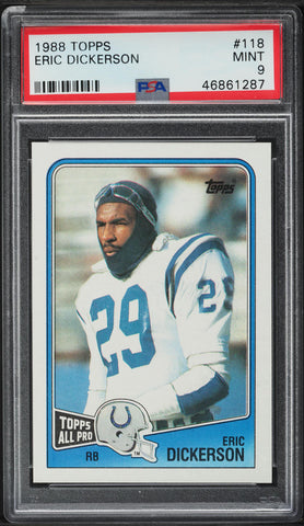 1988 Topps FB Card #118 Eric Dickerson Indianapolis Colts HOF ALL-PRO PSA 9 MINT (MGD2)