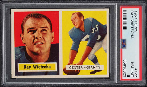 1957 Topps FB Card #122 Ray Wietecha New York Giants PSA 8 NM-MT (MGD2)