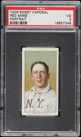 1909-11 T206 Red Ames NY Giants PORTRAIT, SWEET CAPORAL 150/30 PSA 3 VG (MGD2)