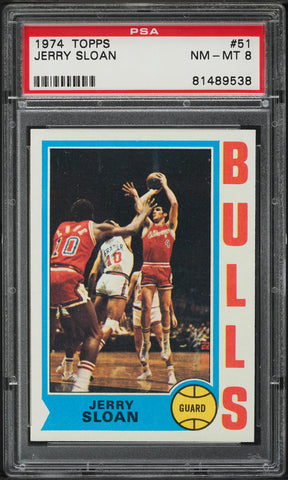 1974 Topps BkB Card # 51 Jerry Sloan Chicago Bulls HOF PSA 8 NM-MT (MGD2)