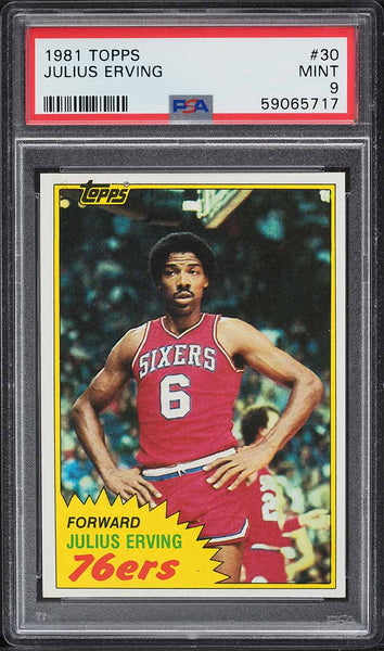 1981 Topps BkB Card # 30 Julius Erving Philadelphia 76ers HOF PSA MINT 9 (MGD2)