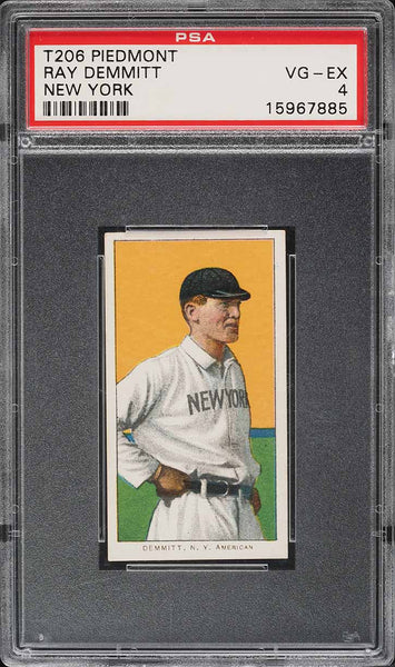 1909-11 T206 Ray Demmitt NEW YORK PIEDMONT 350/25 PSA 4 VGEX (MGD2)