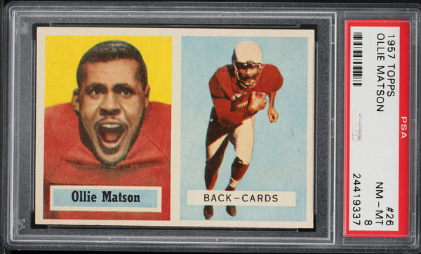 1957 Topps FB Card # 26 Ollie Matson Chicago Cardinals HOF PSA 8 NM-MT (MGD2)