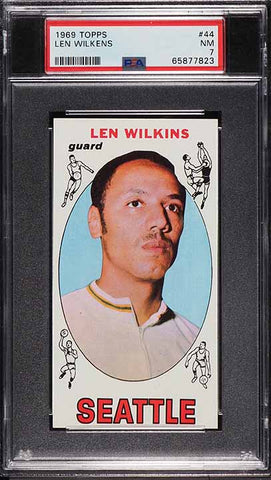 1969 Topps BkB Card # 44 Len Wilkens Seattle Supersonics HOF PSA 7 NRMT (MGD2)