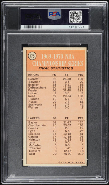 1970 Topps BkB Card #175 New York Knicks Celebrate World Champs HOF PSA 8 NM-MT (MGD2)