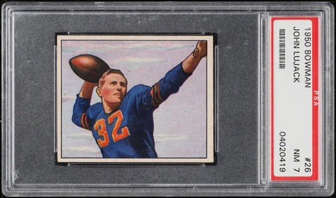 1950 Bowman FB Card # 26 John Lujack Chicago Bears HOF PSA 7 NRMT (MGD2)