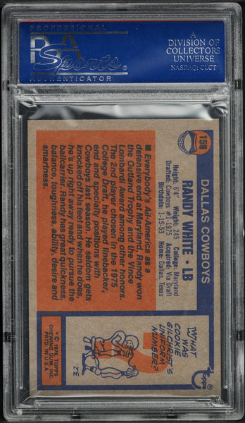 1976 Topps FB Card #158 Randy White Dallas Cowboys HOF ROOKIE RC PSA 9 MINT (MGD2)