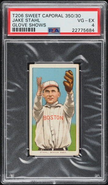 1909-11 T206 Jake Stahl GLOVE SHOWS, SWEET CAPORAL 350/30 PSA 4 VGEX PWCC-A (MGD2)