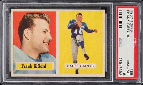 1957 Topps FB Card # 88 Frank Gifford New York Giants HOF PSA 8 NM-MT (MGD2)