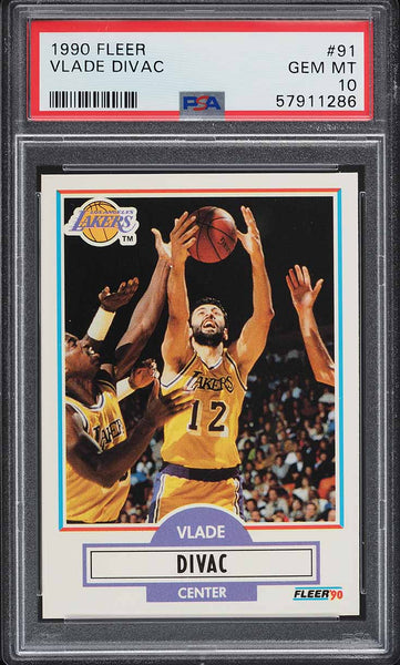 1990 Fleer BkB Card # 91 Vlade Divac LA Lakers HOF ROOKIE RC PSA 10 GEM MINT (MGD2)