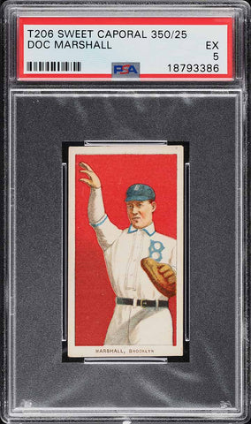 1909-11 T206 Doc Marshall Brooklyn, SWEET CAPORAL 350/25 PSA 5 EX PWCC-A (MGD2)