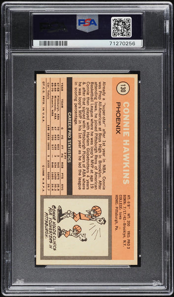 1970 Topps BkB Card #130 Connie Hawkins Phoenix Suns HOF PSA 8 NM-MT (MGD2)