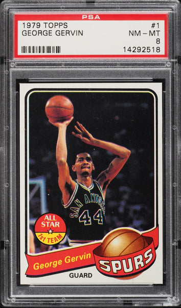 1979 Topps BkB Card # 1 George Gervin San Antonio Spurs HOF ALL-STAR PSA 8 NM-MT (MGD2)