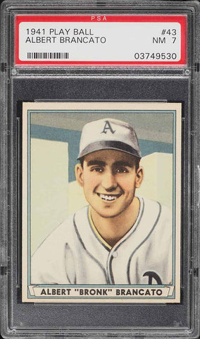 1941 Play Ball BB Card # 43 Albert Brancato Athletics ROOKIE RC PSA 7 NRMT (MGD2)