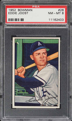 1952 Bowman BB Card # 26 Eddie Joost Philadelphia Athletics PSA 8 NM-MT (MGD2)