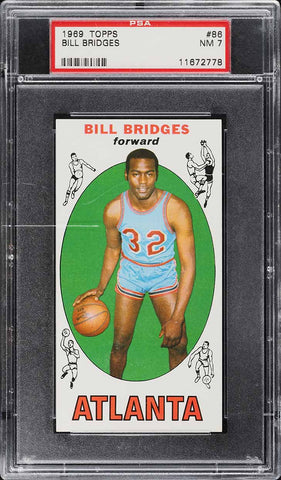 1969 Topps BkB Card # 86 Bill Bridges Atlanta Hawks ROOKIE RC PSA 7 NRMT (MGD2)