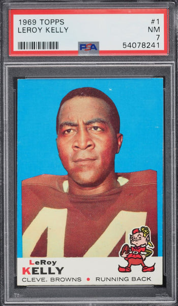 1969 Topps FB Card # 1 LeRoy Kelly Cleveland Browns HOF PSA 7 NRMT (MGD2)