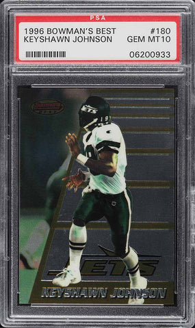 1996 Bowman's Best FB Card #180 Keyshawn Johnson ROOKIE RC PSA 10 GEM MINT (MGD2)