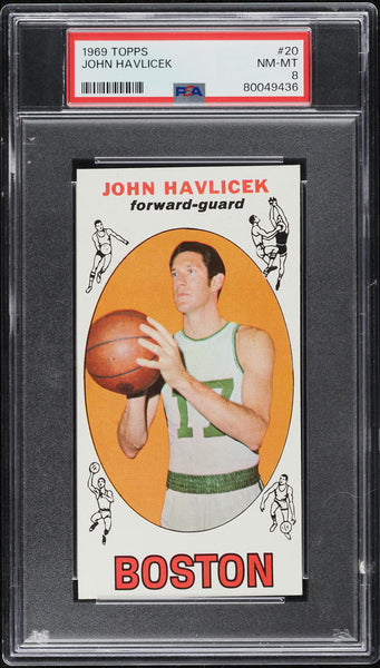 1969 Topps BkB Card # 20 John Havlicek Boston Celtics HOF ROOKIE RC PSA 8 NM-MT (MGD2)