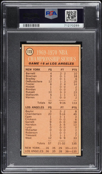 1970 Topps BkB Card #173 Wilt Chamberlain HOF PLAYOFF GAME 6 PSA 8 NM-MT (MGD2)