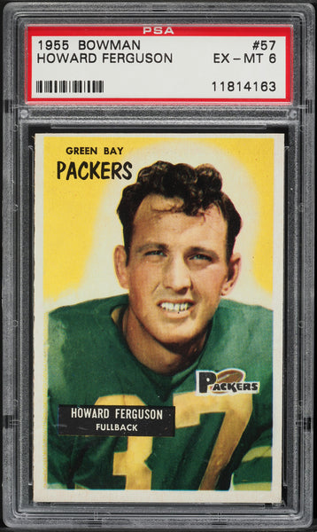 1955 Bowman FB Card # 57 Howard Ferguson Green Bay Packers ROOKIE RC PSA 6 EXMT (MGD2)