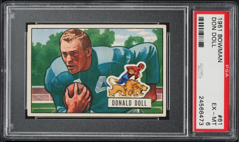 1951 Bowman FB Card # 61 Don Doll Detroit Lions PSA 6 EXMT (MGD2)