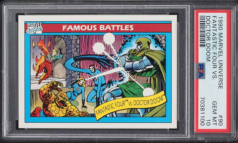 1990 Impel Marvel Universe Card # 90 Fantastic Four Vs. Doctor Doom PSA 10 (MGD2)