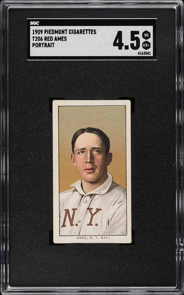 1909-11 T206 Red Ames NY Giants PORTRAIT PIEDMONT 150/25 SGC 4.5 VGEX+ (MGD2)