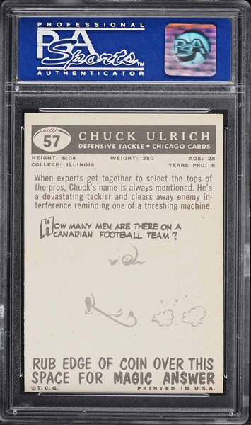 1959 Topps FB Card # 57 Chuck Ulrich Chicago Cardinals PSA 8 NM-MT (MGD2)