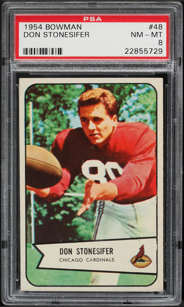 1954 Bowman FB Card # 48 Don Stonesifer Chicago Cardinals PSA 8 NM-MT (MGD2)