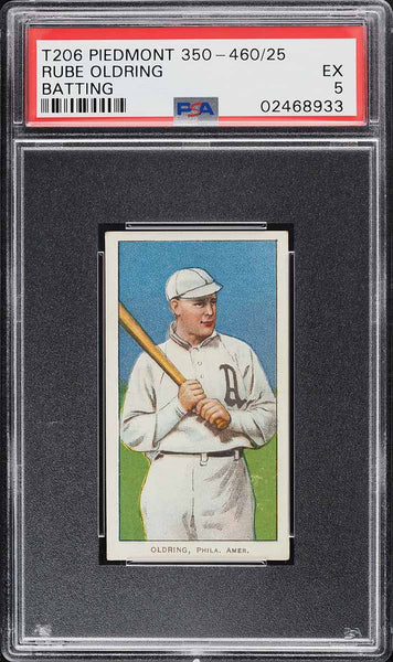 1909-11 T206 Rube Oldring BATTING, PIEDMONT 350-460/25 PSA 5 EX PWCC-A (MGD2)