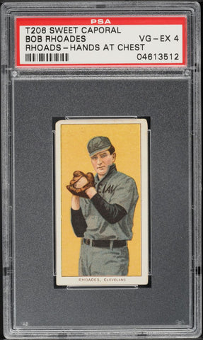 1909-11 T206 Bob Rhoades ROADS, HANDS AT CHEST, SWEET CAPORAL 350/30 PSA 4 VGEX (MGD2)