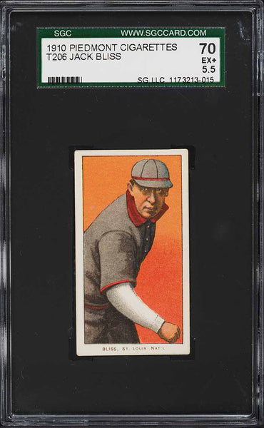 1909-11 T206 Jack Bliss Cardinals PIEDMONT 350/25 SGC 5.5 EX+ (MGD2)