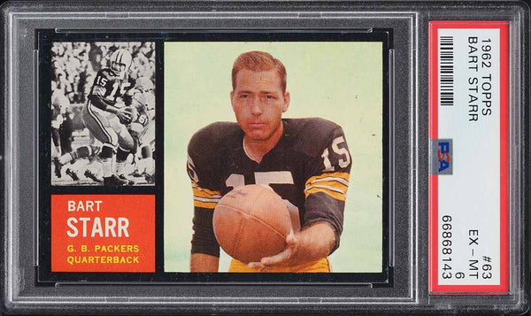 1962 Topps FB Card # 63 Bart Starr SHORT PRINT HOF PSA 6 EXMT (MGD2)