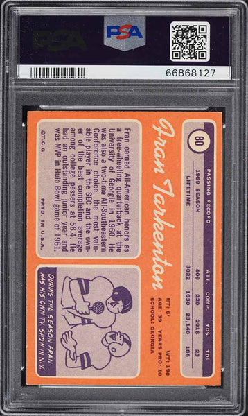 1970 Topps FB Card # 80 Fran Tarkenton New York Giants HOF PSA 7 NRMT (MGD2)