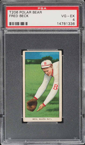 1909-11 T206 Fred Beck Boston, POLAR BEAR PSA 4 VGEX (MGD2)